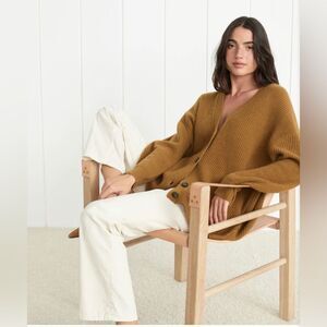 Jenni Kayne 100% Cashmere Ribbed Oversized Cozy Camel Cocoon Cardigan XXS